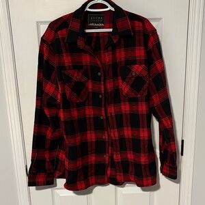 Jachs Classic Red and Black Checkered Flannel Button Up Shirt